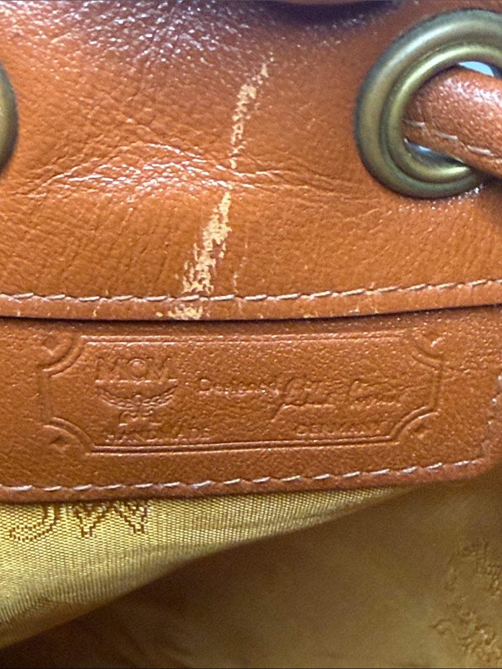 MCM Cognac Visetos Mini Monogram Bucket Crossbody - Picture 10 of 12